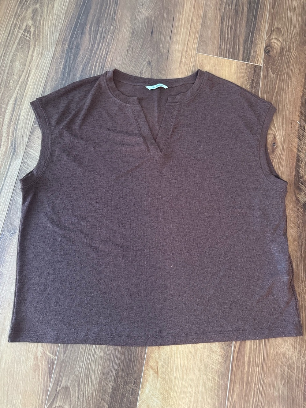 HALARA Brown Short Sleeve Notch Casual T-Shirt.